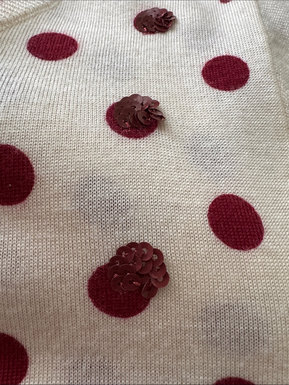 J. Crew Cream Polka Dot Cardigan with Red Dots - Picture 4 of 4